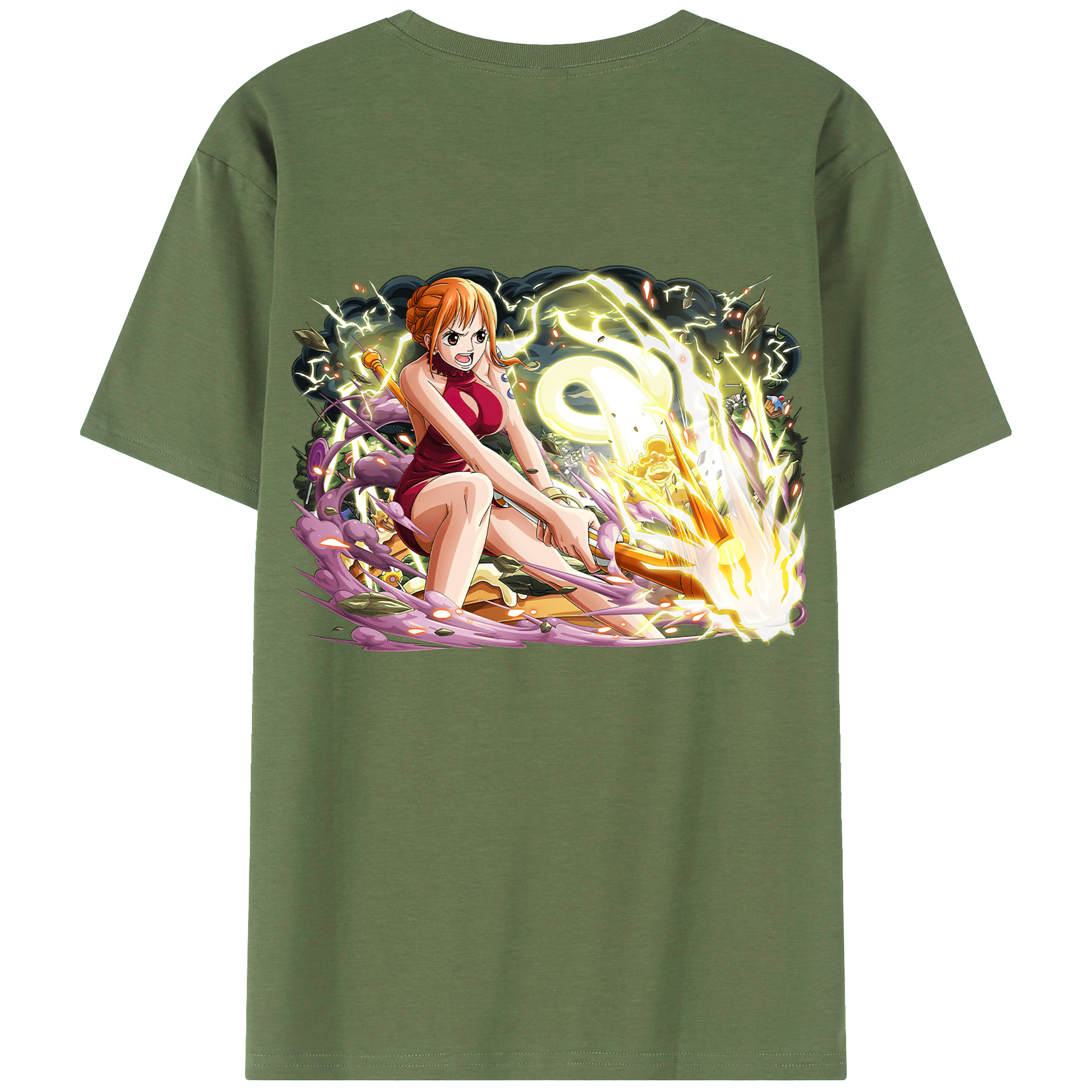 （画像用） ワンピース ナミ ONE PIECE Nami 綿100％ メンズ半袖Tシャツ（バックプリント） 通気性